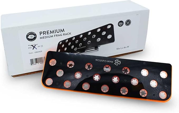 Premium Medium Magnetic Frag Rack Orange w/Frag Lock | Acrylic 20 Hole Plugs Reef Coral Frag Holder for Aquarium (1/2" Glass Magnet)