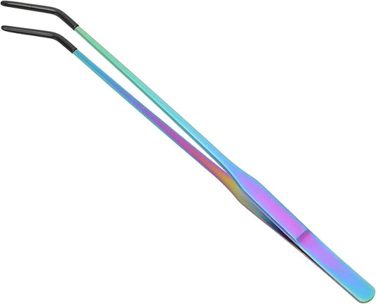 Reptile Feeding Tongs, Stainless Steel Lizard Feeding Tongs, Aquarium Curved Feeding Tweezers for Reptiles W/Rubber Tip, Terrarium Feeding Tongs for Gecko,10.63", Assorted Color