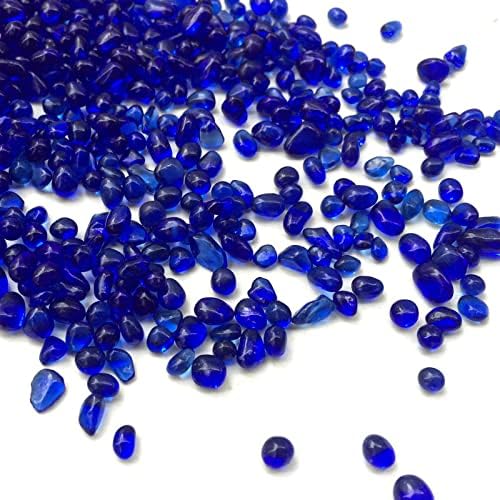 Small Sea Glass Stones, 0.55LB/8.8oz Aquarium Substrate Gravel Sand Clear Glass Pebbles Marble Aquarium Fish Tank Rocks Gravel for Turtle Tank, Vase Fillers, Fairy Garden, Potted Plants(Cobalt Blue )