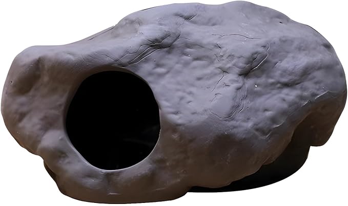 Safe Ceramic Cave Shelter with Dual Openings, Purple Sand Hideout House for Fish, Shrimp, Cichlid Breeding, and Parrot Spawning, Beautiful Aquarium Decoration