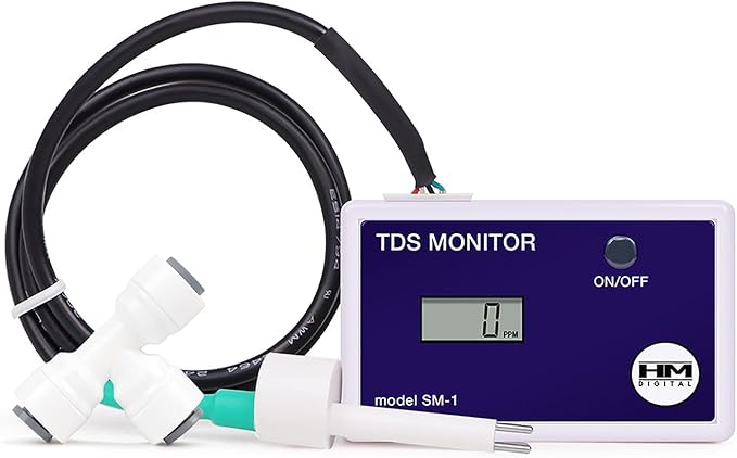 Digital SM-1 in-Line Triple TDS Monitor, 0-9990ppm Range, +/- 2% Readout Accuracy,for Aquarium