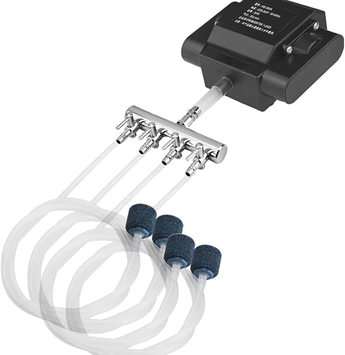 Joyzan Air Splitter Flow Control Valve, Aquarium Flow Gang Lever Pump Distributor 4 Way Stainless Steel Fish Tank Manifolds Multi Port T Shaped Line Metal Regulator Connector Airline Tubing Hose