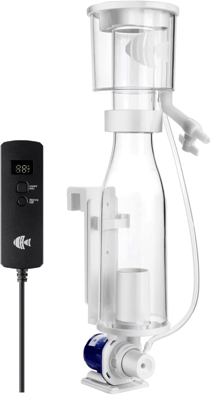 IOAOI Protein Skimmers for Saltwater Aquariums, Hang On Protein Skimmer for Fish Tanks up to 80 Gallons, DC Pinwheel Pump with Controller, Not for Rimmed Tank