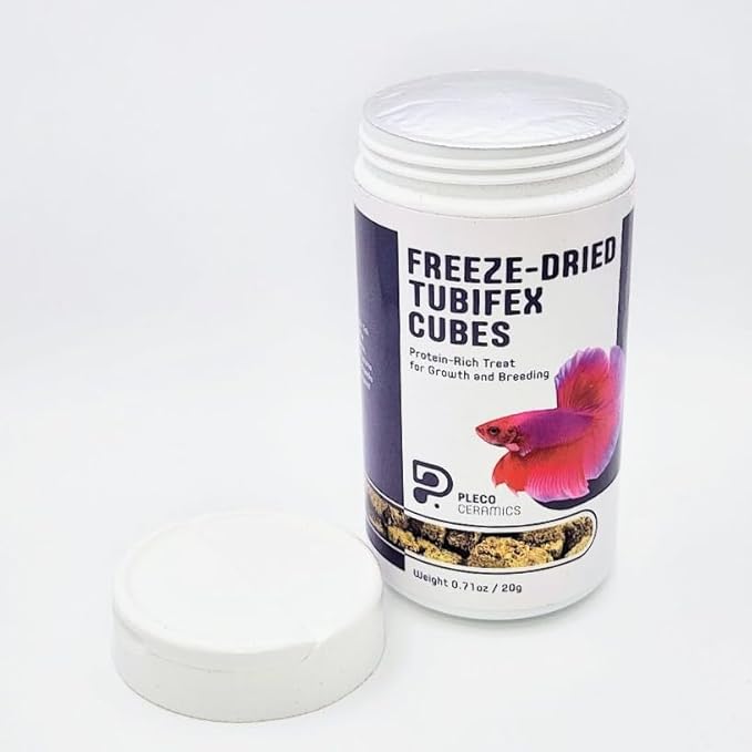 Plecoceramics Freeze-Dried Tubifex Cubes Protein-Rich Fish Food for Tropical & Aquarium Fish – Conditioning Feed for Growth, Color Enhancement & Breeding (0.7 oz / 20 g)