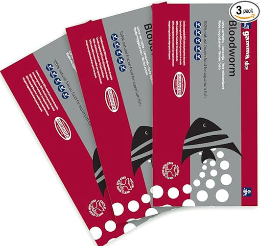 Gamma Frozen Food Bloodworms Slice Pack Fish Food, 750 Grams, Pack of 3