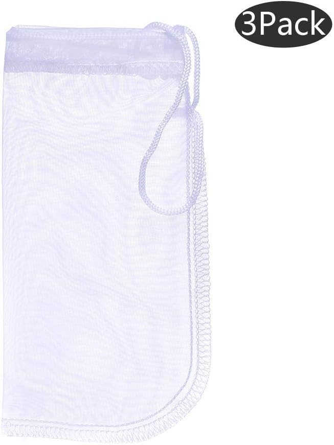 ALEGI Media Filter Bag Aquarium Extra Fine,Reusable 180 Micron Drawstring Mesh Filter Bags for Very Fine Resins Filter (7.5"*3.6" (3 Pack))