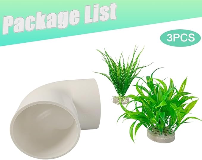 Axolotl Hide Tube and 2 Artificial Plants for Aquarium, Axolotl Cave and Aquatic Plant Set, Aquarium Decor Set, Safe Hide Tube & Green Plants for Axolotl, Fish, Turtles ,Fish, Tank Decorations Accesso