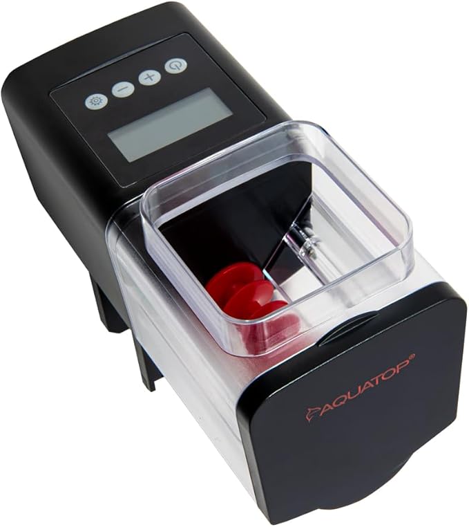 AQUATOP Programmable Fish Feeder – 1-4 Feedings Per Day, Holds 450ml – Versatile Automatic Feeder for Convenient, Consistent Fish Feeding