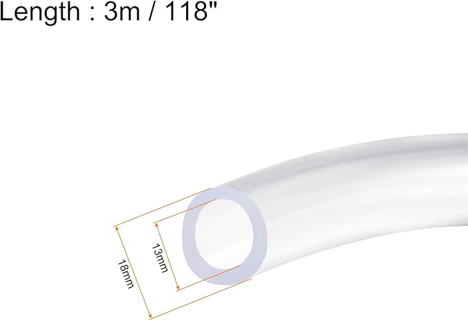 Clear Plastic PVC Tubing Flexible Vinyl Tube, [for Garden Irrigation Water Hose, Fish Tank, Aquarium] - 13mmx18mm/10ft(3meter)