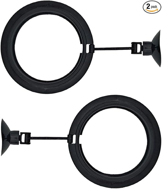2Pcs Fish Feeding Rings Black Round Floating Food Feeder Circle with Suction Cup for Fishes Tank Aquarium Turtle Betta Goldfish Small Fish Feeding Accessories Floating Plant Duckweed Ring