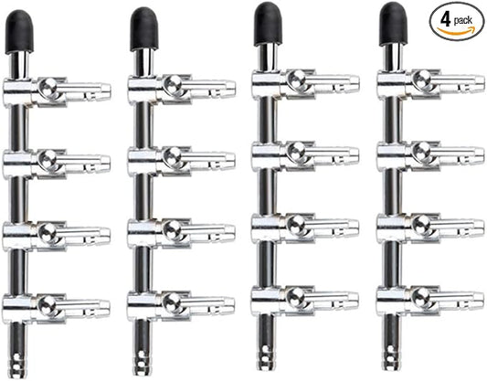 Aquarium Air Valve 4 Way Inline Manifold Air Flow Pump Tubing Splitter Lever Control Valve 4-Pack