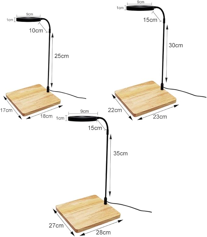 Full Spectrum LED Light with Bamboo Board Nano Fish Tank Light USB Powered 360 Degree Bettas Fish Tank Lights for Plant Growth(Size:L/27x28.5cm)