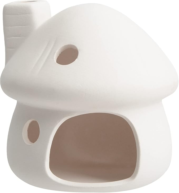 Aquarium Decor Ceramic Mushroom House Ornament Fish Tank Landscape Decoration Pottery Hide Cave Habitat Hut Small Shrimp for Goldfishes to Rest Breed Hiding (White)