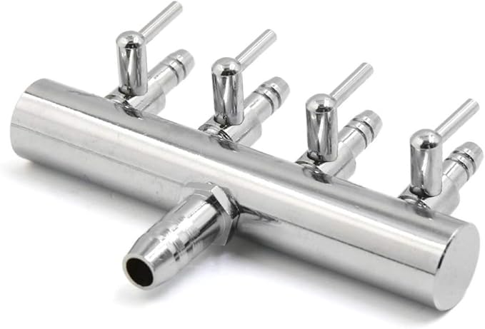 Air Flow Control Lever Valve4-Way with Airline Tubing Connector for Aquarium, Fish Tank