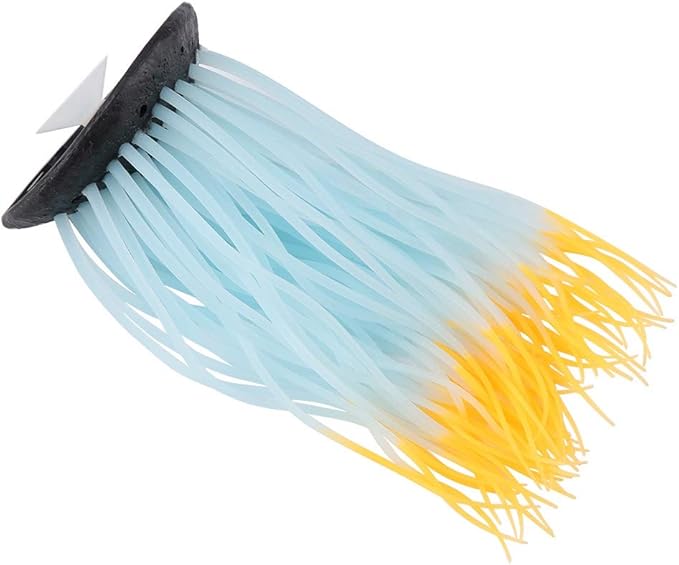 Pssopp Simulation Silicone Luminous Sea Anemone Ornament Artificial Plant Simulation Sea Anemone for Aquarium Fish Decoration with Suction Cup(Orange)
