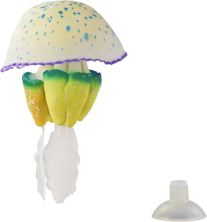 WishLotus Aquarium Jellyfish Decoration, Soft Silicone Glowing Aquarium Decorations Fluorescent Jellyfish with Suction Cup New Upgraded Simulation Aquarium Decor for Various Fish Tank (C 1, Blue)