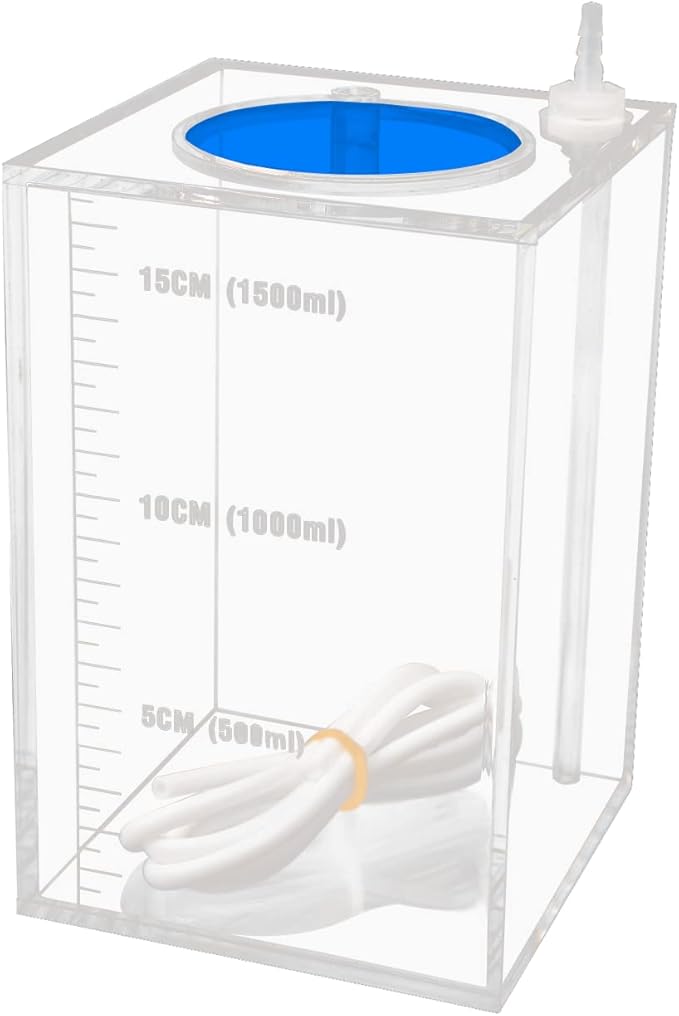 Aquarium Choice Acryli Made Liquid Storage Bucket Dosing Pump Reservoir Container (4.25 * 4.25 * 6.5 Inch;1500ml/1.5L（Blue Version)