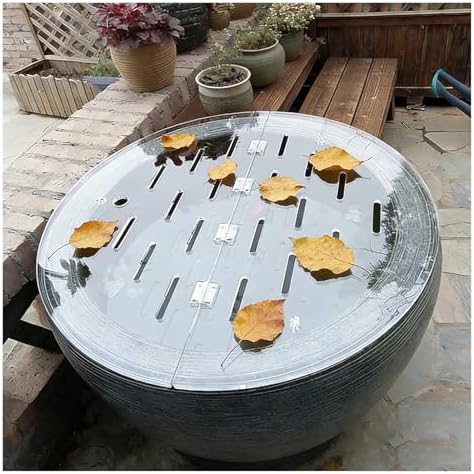 C Acrylic Lid for Round Aquarium, Cat-Proof Fish Tank Cover, Cuttable Anti-Jump Hood with Hole & Hinges, Folding Flip-Top Aquarium Topper