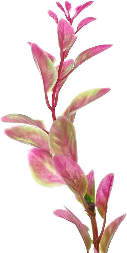 18 Inch Artificial Aquarium Plants, Red Rhodo Plastic Fish Tank Decorations, Safe for Freshwater & Saltwater, Non-Toxic Stone Base Ornament for Betta Fish Tank