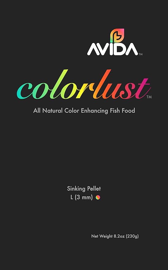 AVIDA Colorlust 8.2oz | All Natural Color Enhancing Fish Food with Astaxanthin | Small Sinking Pellet (0.5 mm)