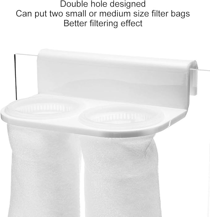 Pssopp Aquarium Filter Bag Bracket, Easy to Install Convenient Design Fish Double Hole Filter Socks Holder Acrylic Filter Bag Support (White)