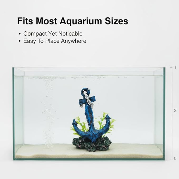 J-star Aquarium Anchor Decor, Realistic Ship Anchor Ornament for Fish Tank, Resin Underwater Decoration for Freshwater & Saltwater