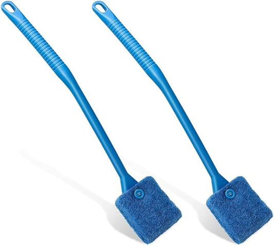 Fish Tank Cleaner with Five Sided Sponge Brush and Long Handle Aquarium Scrubber Alage Scraper for Glass Aquariums Terrarium Home Kitchen(2Pack)