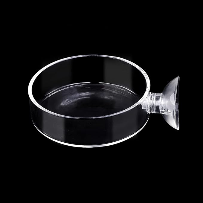 WEAVERBIRD 60mm Aquarium Shrimp Feeder Dish with Suction Glass Fish Tank Feeding Bowls Round Clear Dishes Tray