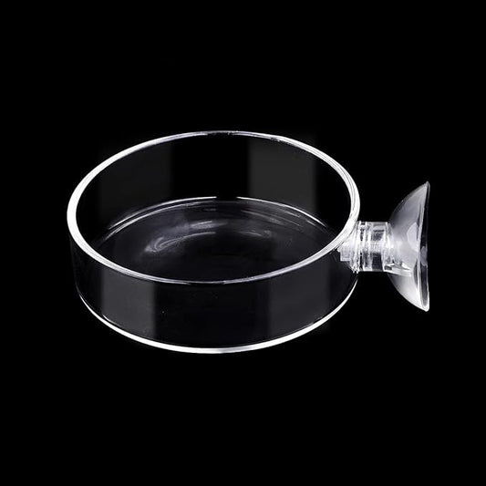 WEAVERBIRD 60mm Aquarium Shrimp Feeder Dish with Suction Glass Fish Tank Feeding Bowls Round Clear Dishes Tray