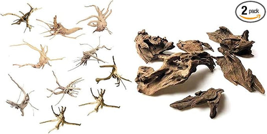 16 Pcs Aquarium Fish Tank Decoration Fish Tank Cave Hideout Driftwood Brown & Wood Color