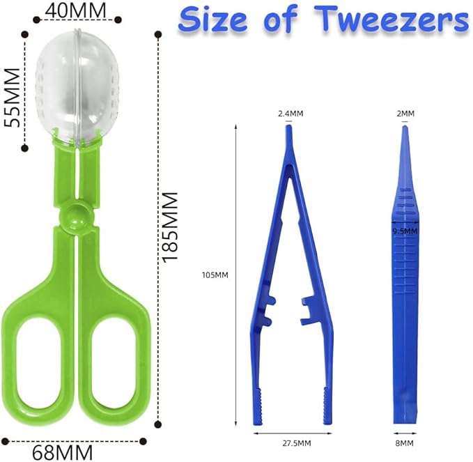 Feeding Tongs,Bug Tweezers for Kids Adults, Reptile Feeding Tweezers Long Handle Feeder Tools for Fish Aquariums Reptiles Snakes Lizard Gecko Spider and Bird (Green)