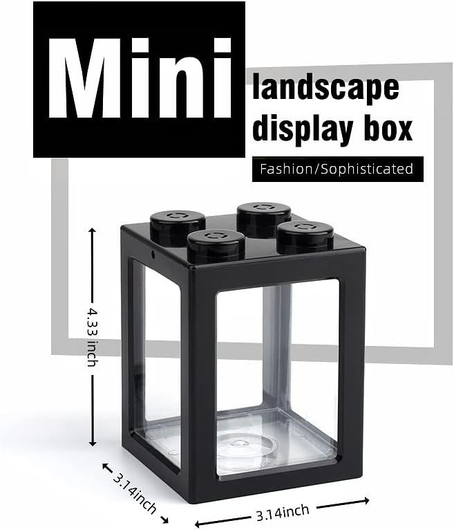 Mini Sea Monkey Tank, Small Shrimp Tank Stackable Mini Aquariums for Fairy Shrimp Eggs Moss Balls, 0.25 Gallon Temporary Betta Fish Tank Ant Feeding Case Mini Reptile Tank