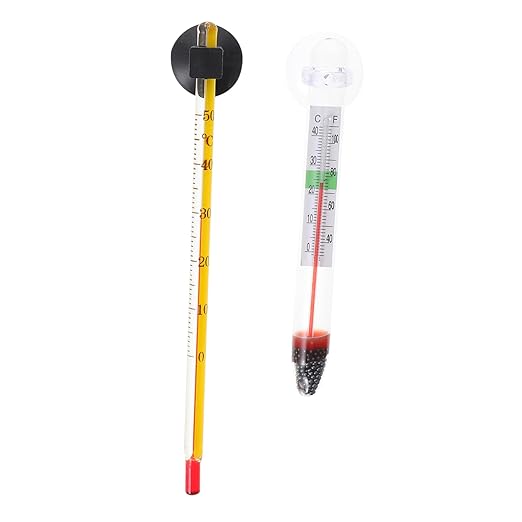 Amosfun 4pcs Fish Tank Thermometer Fish Tank Accessory Aquarium Submersible Glass Thermometer Gauge with Suction Cup Measurement Water Gauge