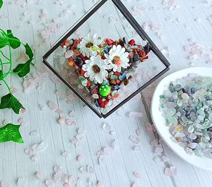 LAIDANLA Decorative Tumbled Gravel Fluorite Crystals Chip Polished Bulk Natural Gem Aquarium Gravel Rocks Pebbles Fish Tank Gravel Vase Filler Succulents Terrarium Supplies 100g
