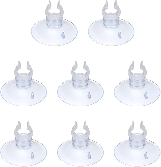 Aquarium Suction Cups, Fish Tank Suction Cups Clips Airline Tube Holders Clamps (Plastic, 8Pcs, Clear) for 0.4" Fish Tank Airline Tubing Binding Moss Shrimp Nest, 10x30MM