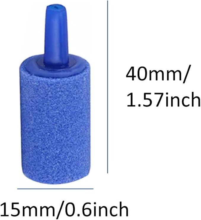 10 PCS 1 Inch Air Stones Cylinder Bubble Diffuser Airstones for Aquarium Fish Tank Pump Blue