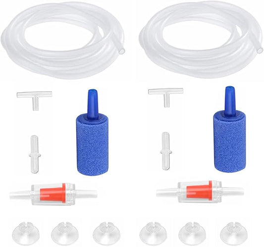 Aquarium Air Pump Accessories Kit with 80 Inch Standard Clear Airline Tubing, Check Valves, Suction Cups and Connectors for Fish Tank