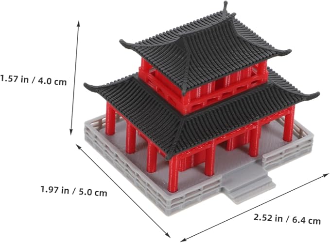 POPETPOP Miniature Chinese Pavilion Figurine for Landscape Decoration Adornment for Aquariums and Bonsai Gardens