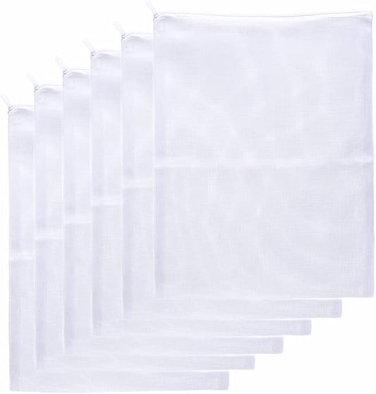 JIHAQUA Aquarium Filter Bags Large - Reusable Fish Tank Filter Media Mesh Bags with Plastic Zipper (11.5 x 15.5 inch (6 Pack))
