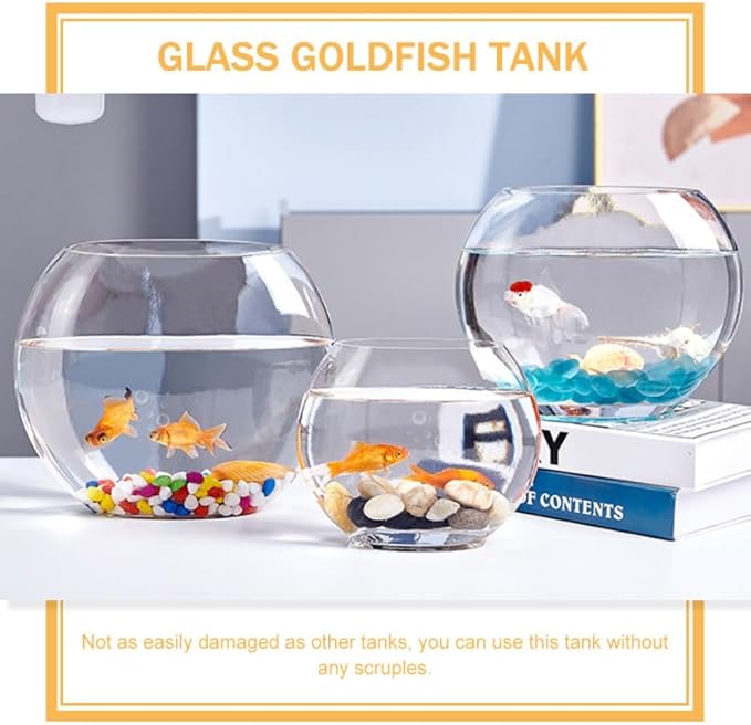Multi-Function Glass Fish .84 Inch Transparent Aquarium Bowl with Fish Accessories for Home Desktop Office Decor