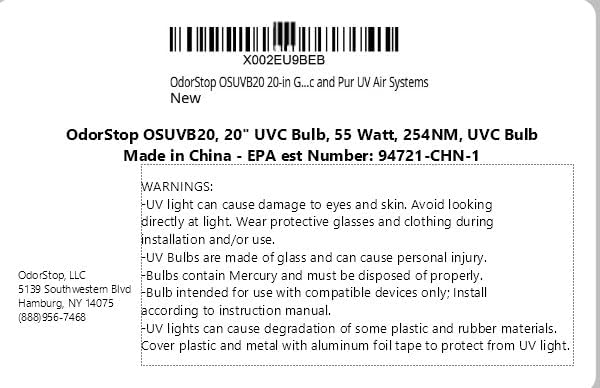 OdorStop OSUVB20 20-in Germicidal UVC Bulb, AmilAir Breathe Easy, Calutech, Medic Helix, LSE, Puritec and Pur UV Air Systems
