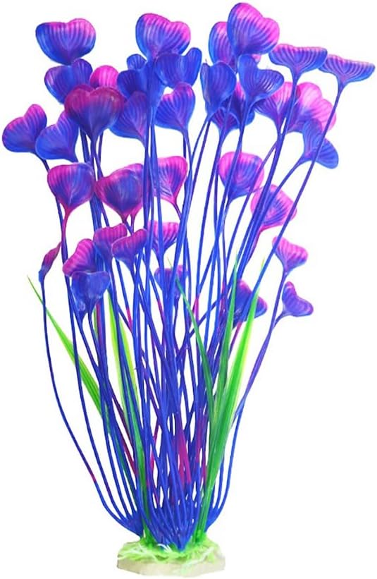 DSkoiph Artificial Plants Decoration Ornament for Fish Tank Aquarium Plastic Plants Tall 16 inch 2 Pack (Purple), PHCD761-4