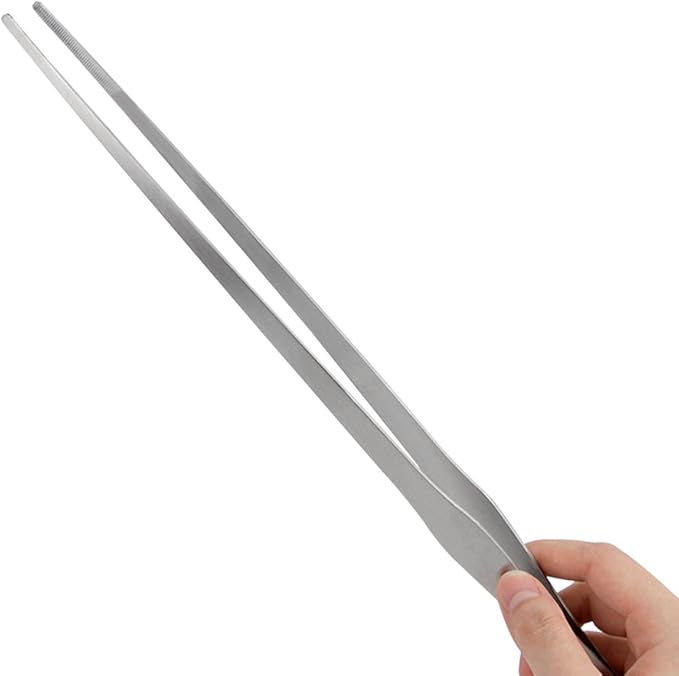 Straight and Curved Stainless Steel Super Thick Tweezers Set,Pliers Aquarium Tool Fish Tank Aquatic Plants Forceps Clip (15")