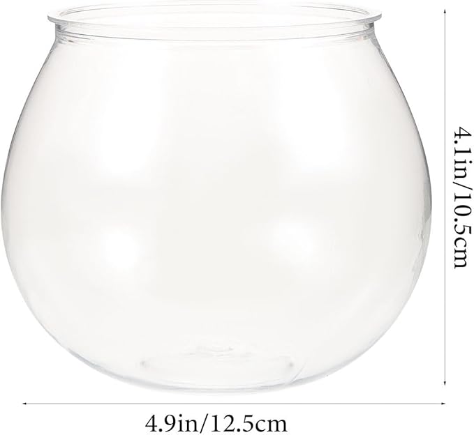 Alipis Desktop Fish Tank Small Clear Plastic Fish Bowl Round Aquarium Office Table Decor Shatterproof Mini Bowl with Plants