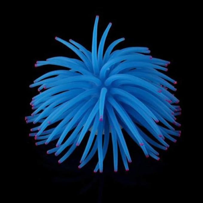 Artificial Soft Anemone Coral Plant for Aquarium Fish Tank Decoration Silicone Aquarium Ornament, Blue