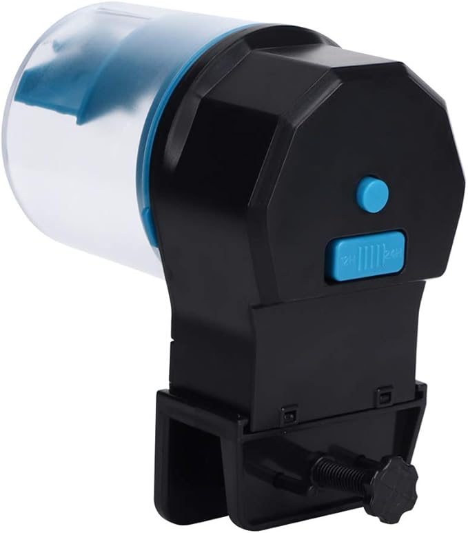 Aquarium Automatic Fish Feeder Timer Food Dispenser with 3 Feeding Modes 12H/24H Timer Adjustable Food Intake for Fish Tank (Blue)