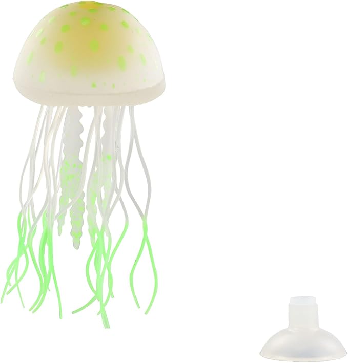 WishLotus Aquarium Jellyfish Decoration, Soft Silicone Glowing Aquarium Decorations Fluorescent Jellyfish with Suction Cup New Upgraded Simulation Aquarium Decor for Various Fish Tank (A, Green)