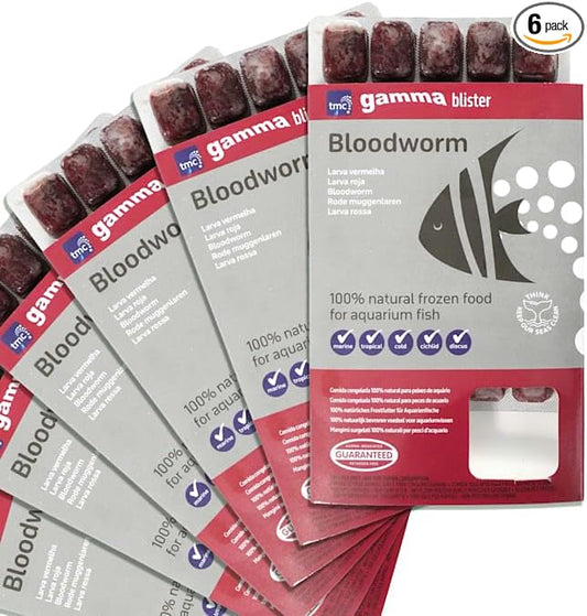 Tropical Marine Centre Gamma Frozen Food Bloodworm Blister Pack Fish Food, 570 Grams, Pack of 6