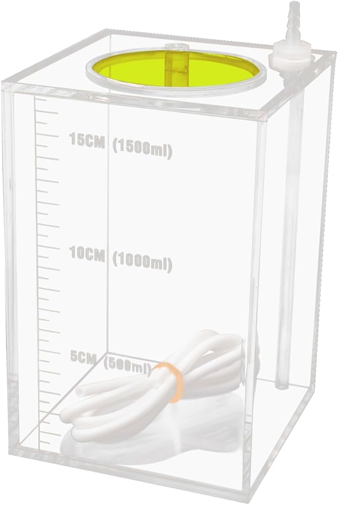 Aquarium Choice Acryli Made Liquid Storage Bucket Doing Pump Reservoir Container (4.25 * 4.25 * 6.5 Inch;1500ml/1.5L（Yellow）)