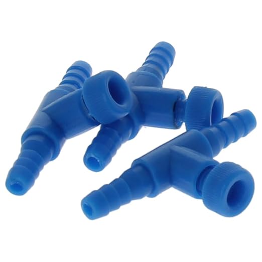MroMax Aquarium 2 Way Air Line Plastic Regulator Connector for Fish Tank Pump 4mm/0.16", Blue 5 Pcs
